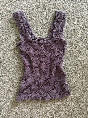 Free People Crochet Tank Top in Purple